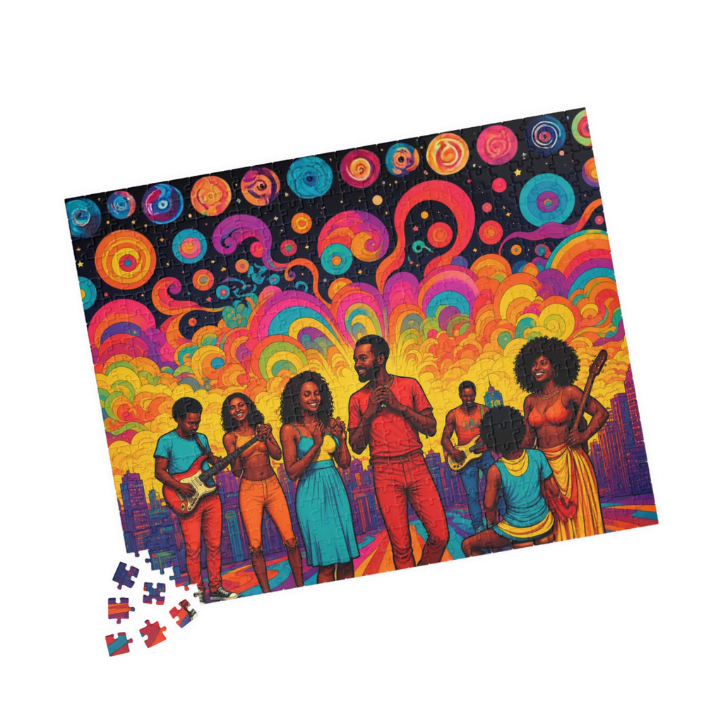 Music Art Puzzle 500 Piece Colorful Band Puzzle, Creative Abstract Puzzle for Adults