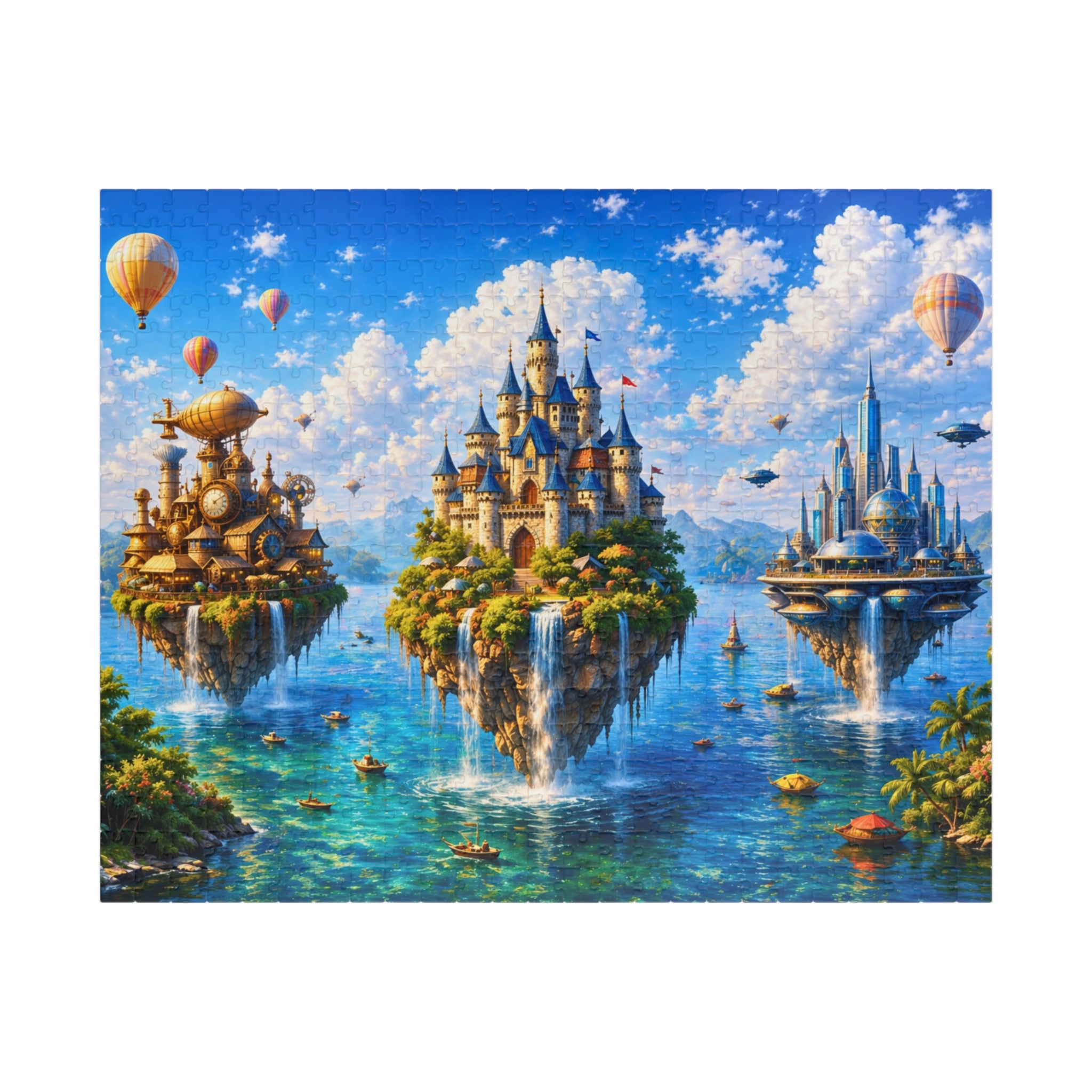Floating Islands Puzzle – 1000 Piece Jigsaw Puzzle, Fantasy Castle Landscape Puzzle, Relaxing Escape Puzzle