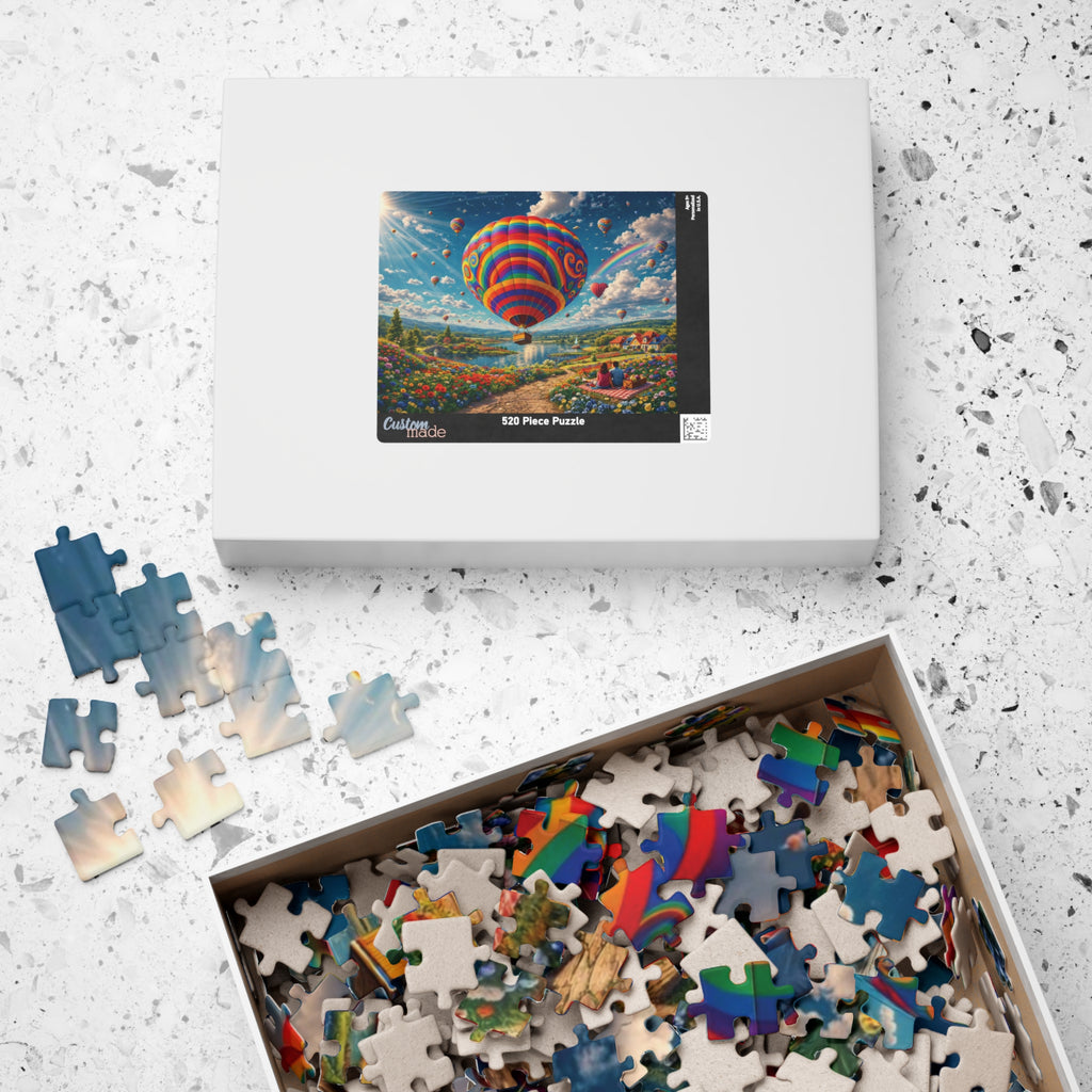Hot Air Balloon Jigsaw Puzzle 500 or 1000 Piece Colorful Landscape Puzzle, Dreamy Travel Art Puzzle