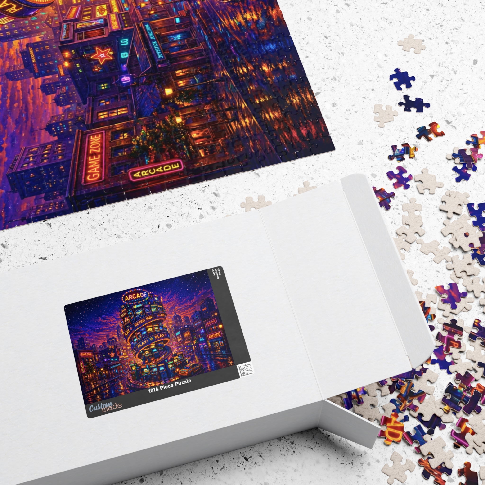 Retro Arcade Puzzle – Colorful 500 Piece Jigsaw Puzzle for Adults, Neon Game Night Puzzle