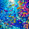 Stained Glass Ocean Jigsaw Puzzle – Colorful Tropical Fish Underwater Puzzle – Sea Life Art Puzzle – 500 & 1000 Piece Adult Puzzle