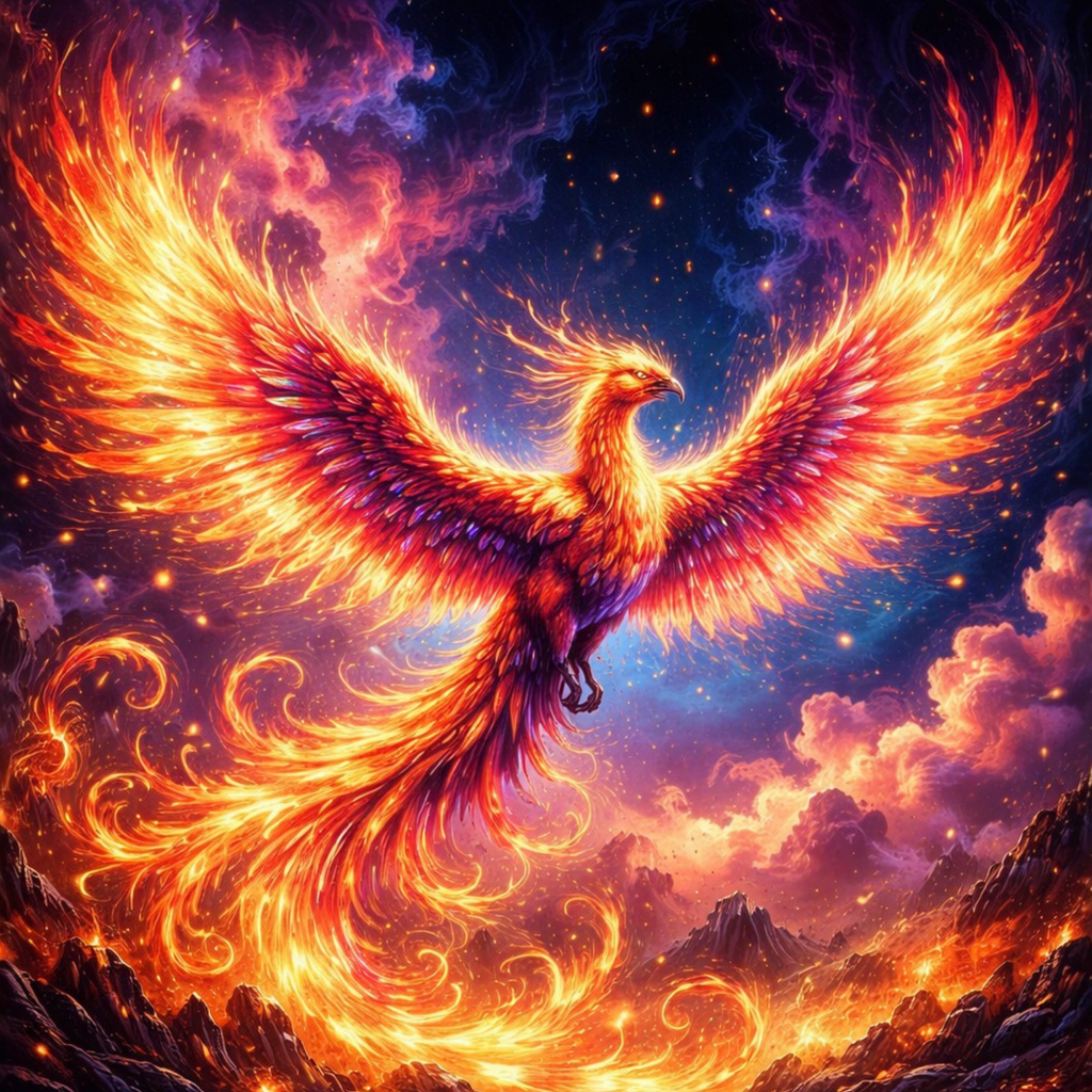 Phoenix Jigsaw Puzzle – Fiery Fantasy Bird Puzzle – Colorful Fire Phoenix Art – Mythical Creature Puzzle – 500 & 1000 Piece Puzzle