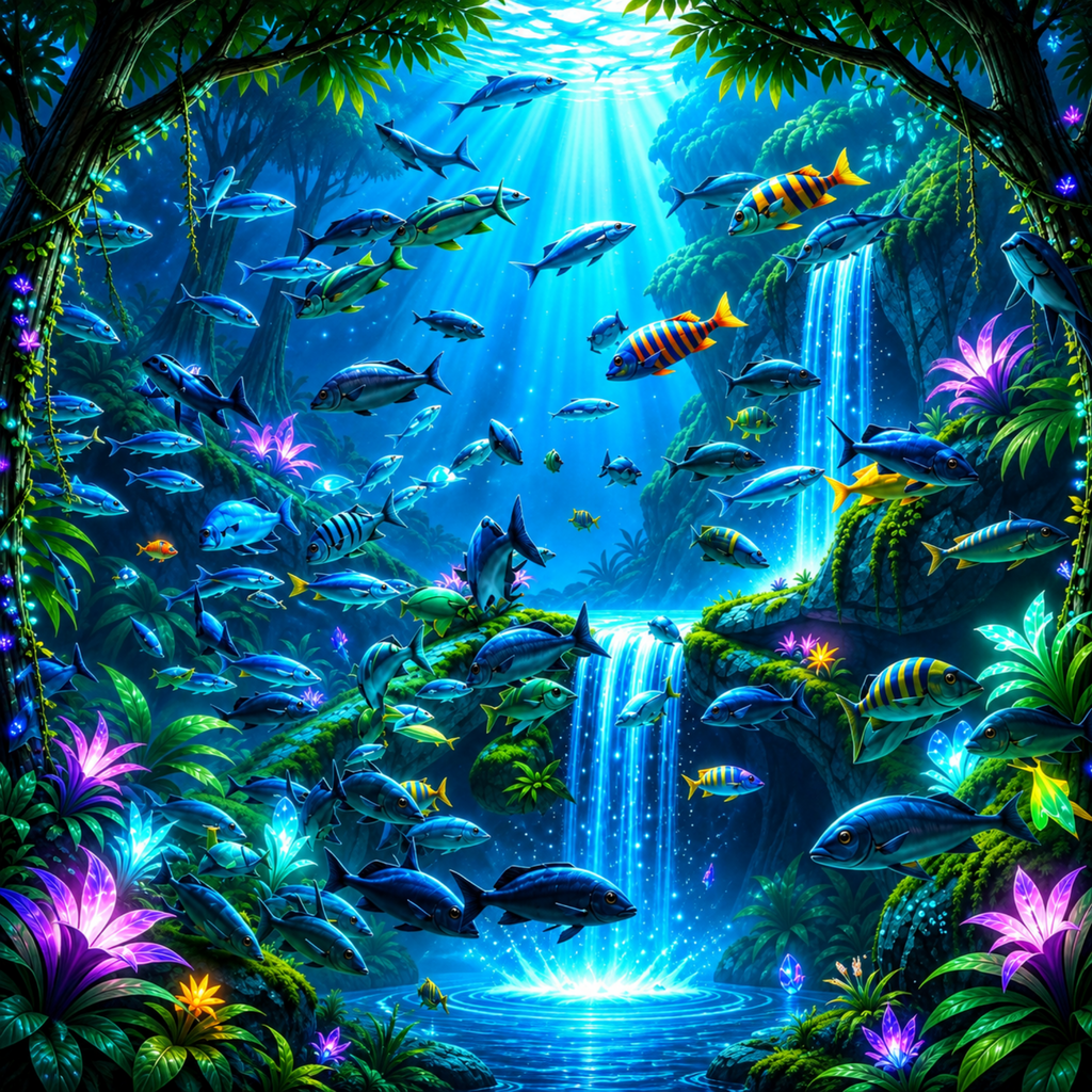 Underwater Fantasy Jigsaw Puzzle, Colorful Tropical Fish & Waterfalls, Ocean Puzzle for Adults, Relaxing Aquatic Puzzle GiftPieces (Copy)
