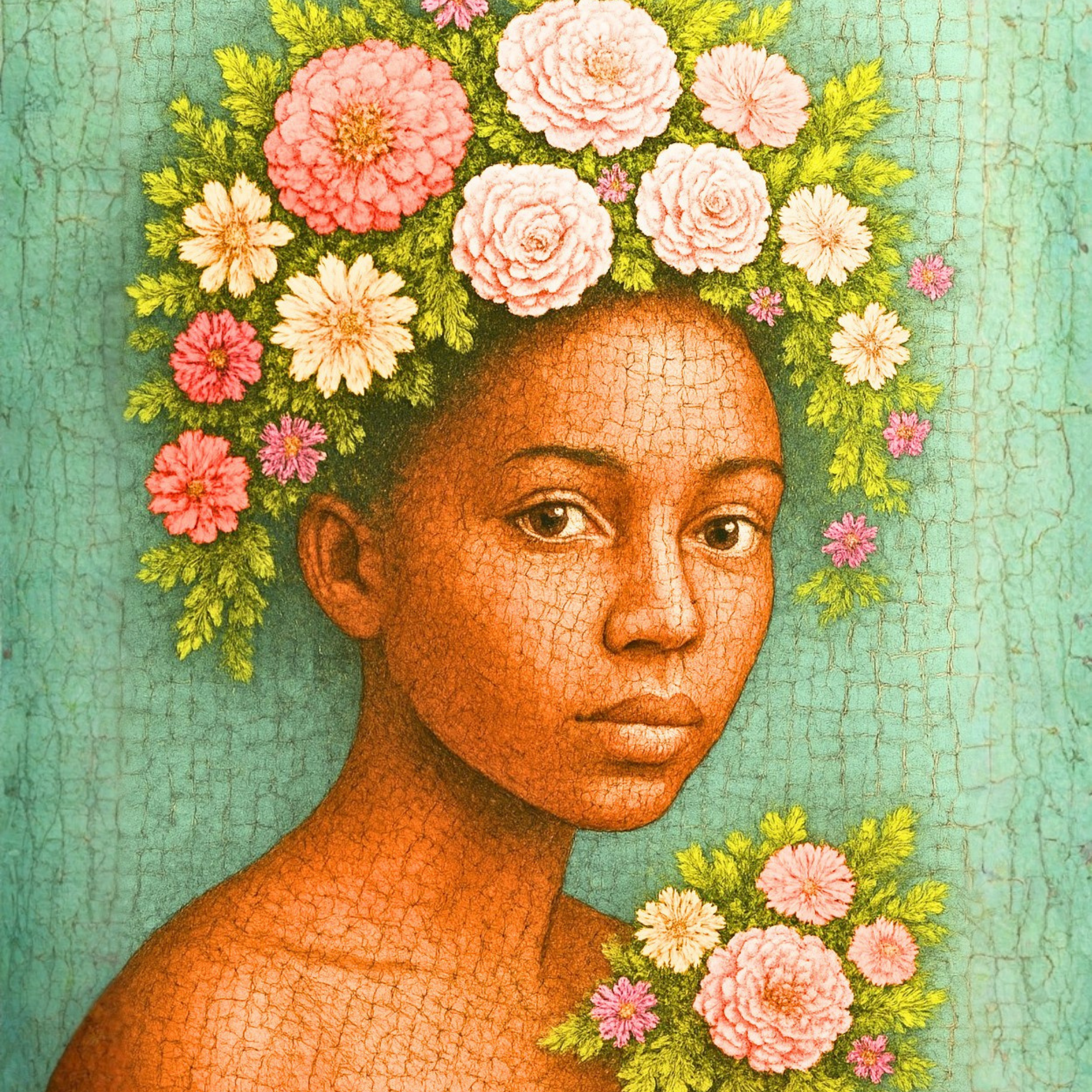 Floral Portrait Puzzle 500 or 1000 Piece Artistic Woman Puzzle, Botanical Art Puzzle, Gift for Adults Black Art Puzzle