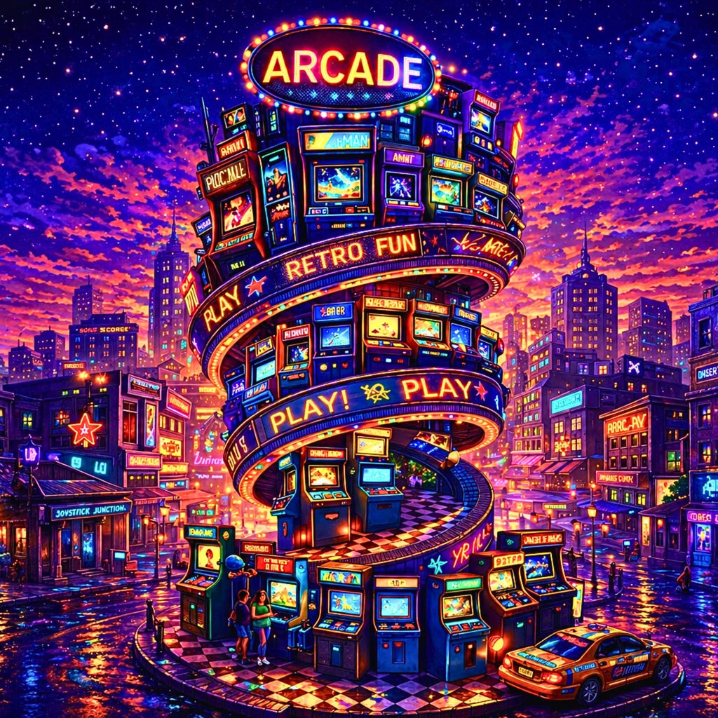 Retro Arcade Puzzle – Colorful 500 Piece Jigsaw Puzzle for Adults, Neon Game Night Puzzle