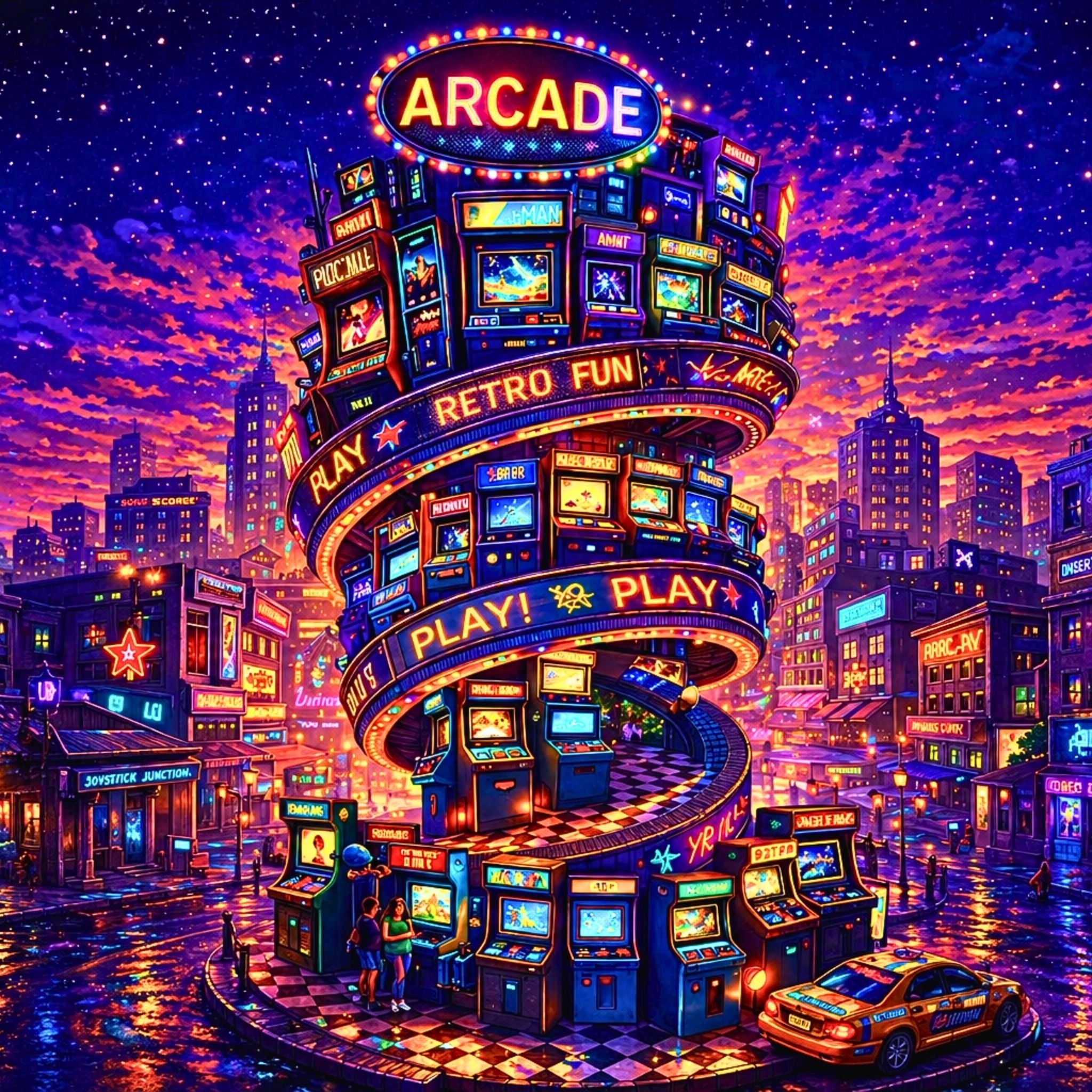 Retro Arcade Puzzle – Colorful 500 Piece Jigsaw Puzzle for Adults, Neon Game Night Puzzle