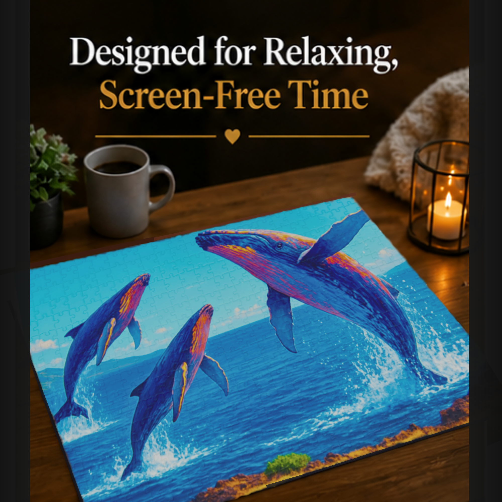 Personalized Whale Jigsaw Puzzle 1000 Piece – Ocean Puzzle for Adults, Relaxing Art Puzzle, Unique Gift for Puzzle Lovers, 500 or 1000 Pieces (Copy)