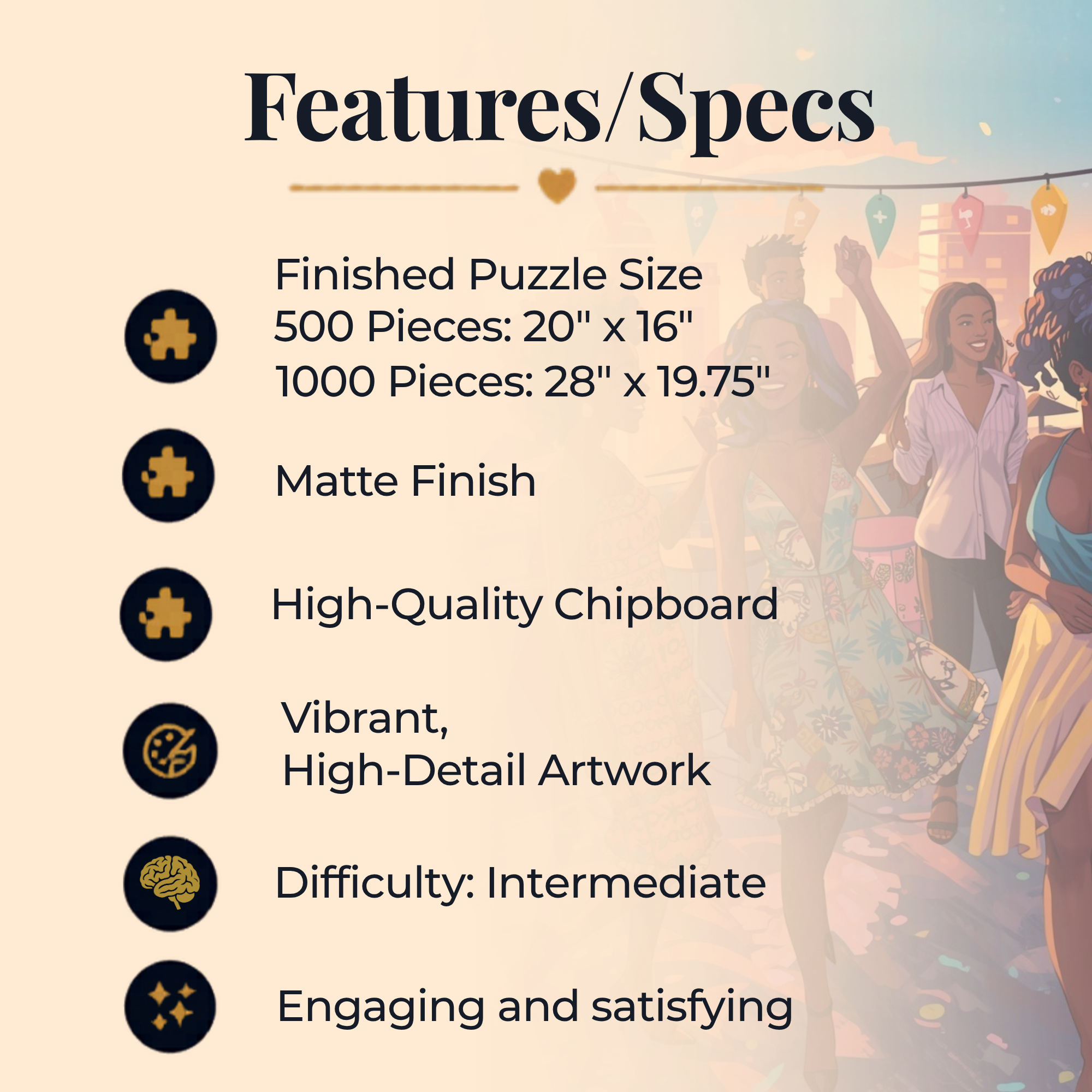 Personalized - Sunset Rooftop Puzzle – 500 Piece Jigsaw Puzzle, Party Scene Puzzle, Colorful City Night Puzzle, Gift for Puzzle Lovers (Copy)