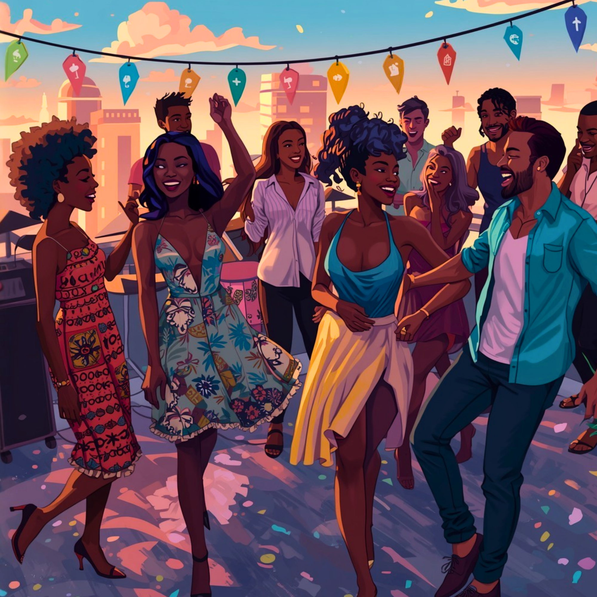Personalized - Sunset Rooftop Puzzle – 500 Piece Jigsaw Puzzle, Party Scene Puzzle, Colorful City Night Puzzle, Gift for Puzzle Lovers (Copy)