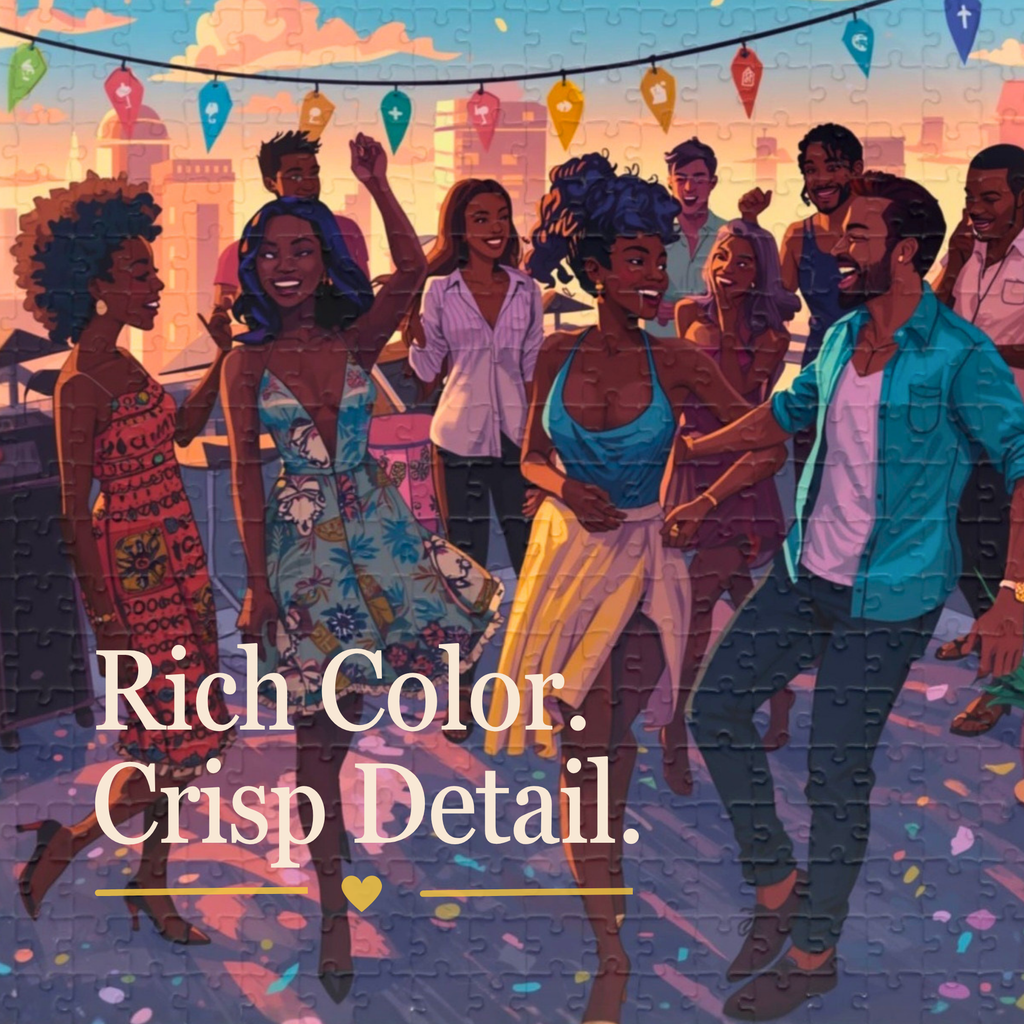 Personalized - Sunset Rooftop Puzzle – 500 Piece Jigsaw Puzzle, Party Scene Puzzle, Colorful City Night Puzzle, Gift for Puzzle Lovers (Copy)