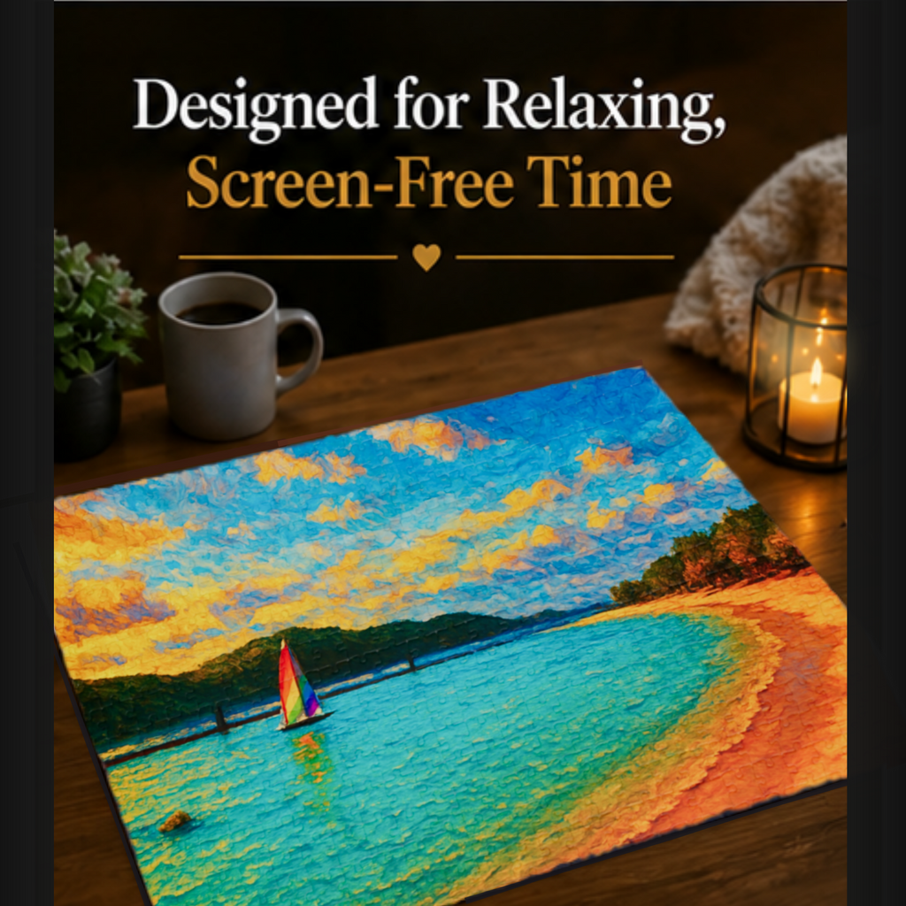 Personalized Abstract Landscape Puzzle 500 or 1000 Piece, Colorful Horizon Art Jigsaw Puzzle for Adults (Copy)