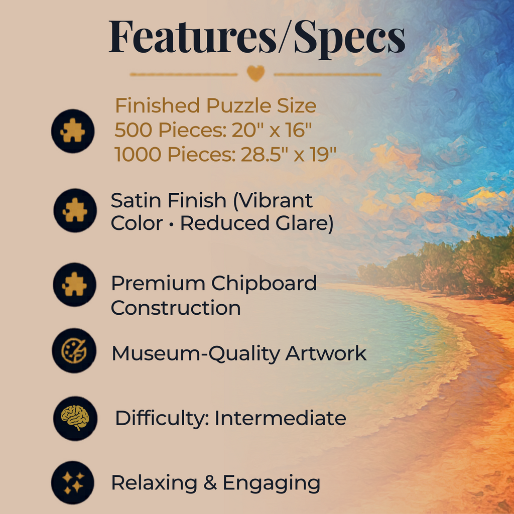 Personalized Abstract Landscape Puzzle 500 or 1000 Piece, Colorful Horizon Art Jigsaw Puzzle for Adults (Copy)