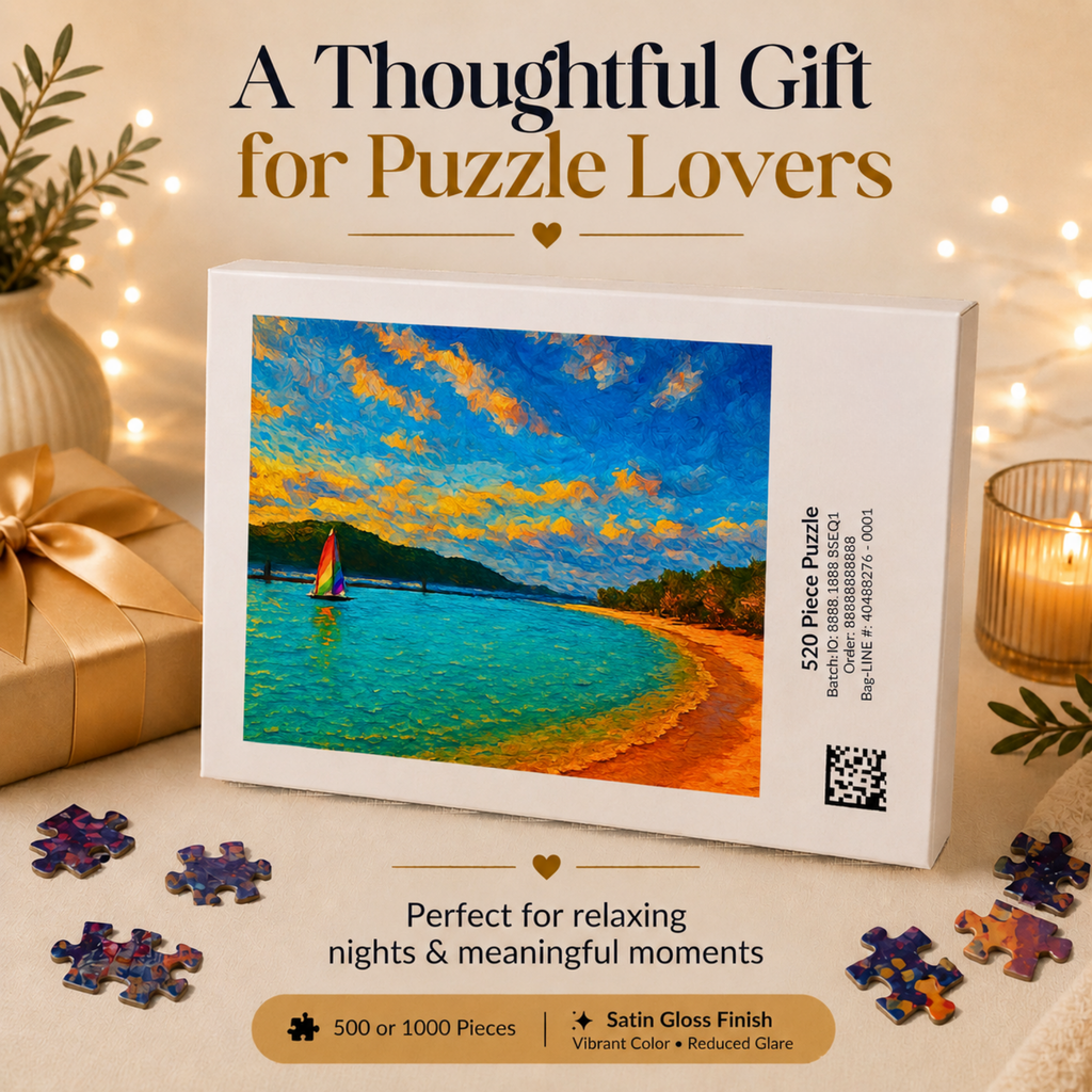 Personalized Abstract Landscape Puzzle 500 or 1000 Piece, Colorful Horizon Art Jigsaw Puzzle for Adults (Copy)