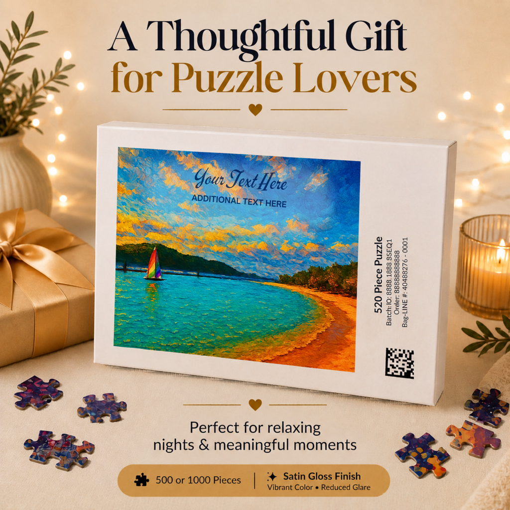 Painted Horizons Personalized Puzzle | Add Your Name or Special Message | Personalized Beach Puzzle | Retirement, Anniversary and Vacation Gift