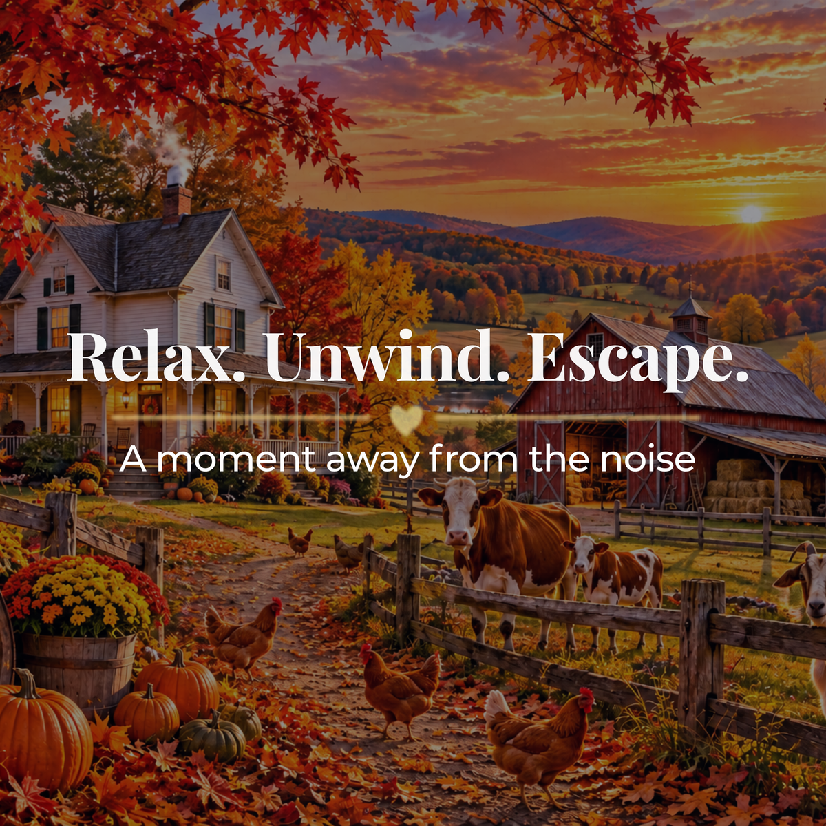 Autumn Farmhouse Puzzle, Fall Harvest Jigsaw Puzzle, Country Farm Sunset, Barn & Farm Animals, Cozy Fall Puzzle, 500 or 1000 Pieces