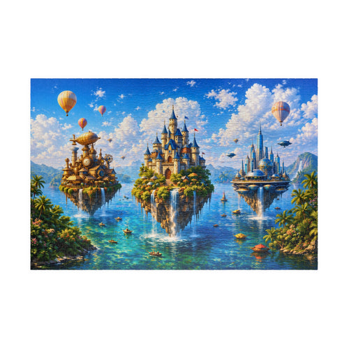 Floating Islands Puzzle – 1000 Piece Jigsaw Puzzle, Fantasy Castle Landscape Puzzle, Relaxing Escape Puzzle