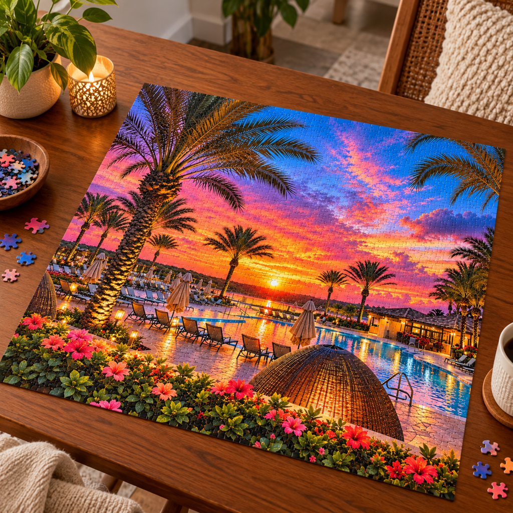 Beach Sunset Puzzle 500 or 1000 Piece Coastal Landscape Puzzle, Relaxing Ocean View Puzzle