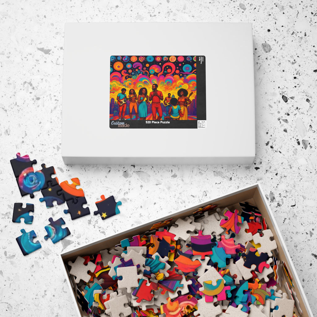 Music Art Puzzle 500 Piece Colorful Band Puzzle, Creative Abstract Puzzle for Adults