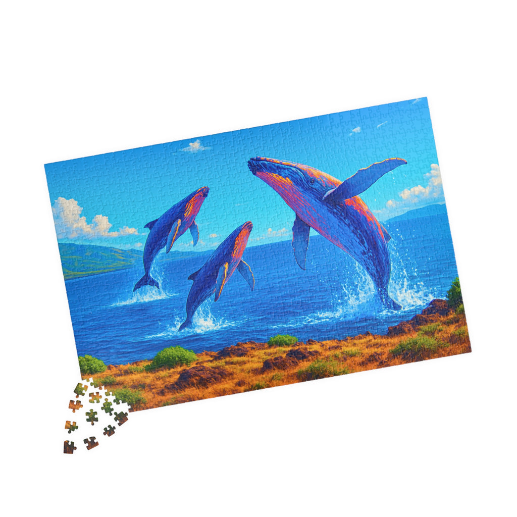 Whale Jigsaw Puzzle 1000 Piece – Ocean Puzzle for Adults, Relaxing Art Puzzle, Unique Gift for Puzzle Lovers, 500 or 1000 Pieces