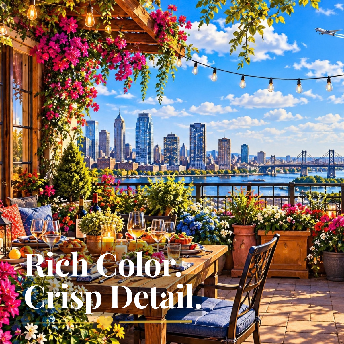 City Rooftop Garden Jigsaw Puzzle, Colorful Cityscape Puzzle for Adults, Travel Puzzle, 500 Piece Puzzle, BrightShore Puzzles
